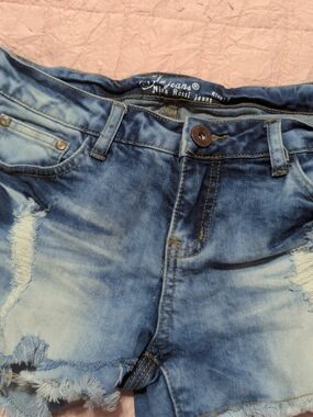 Nina Rossi Blue Distressed Denim Shorts - Women's